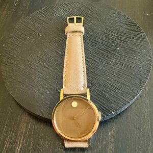 Vintage Movado Museum Dial Ladies Watch Taupe Dial and Strap  - Swiss Zenith